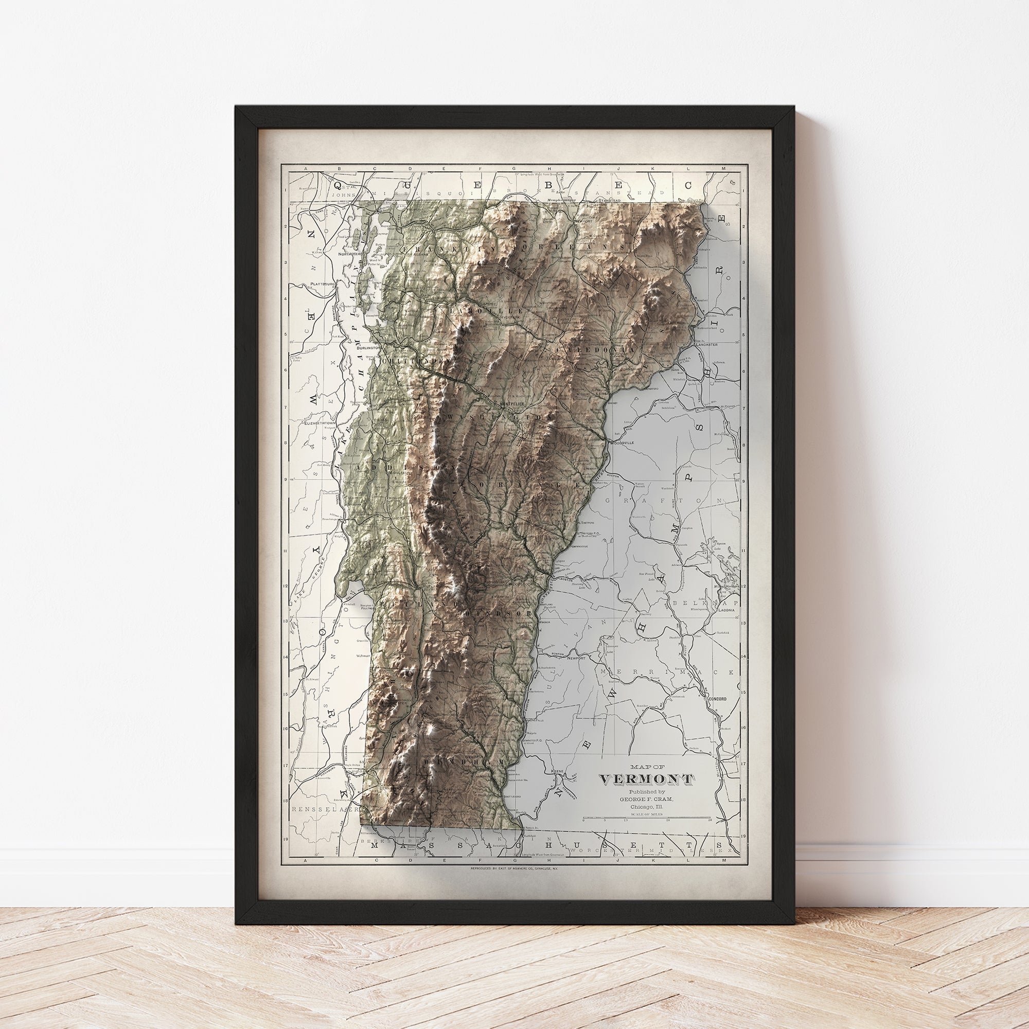 Vermont - Vintage Shaded Relief Map (1901)