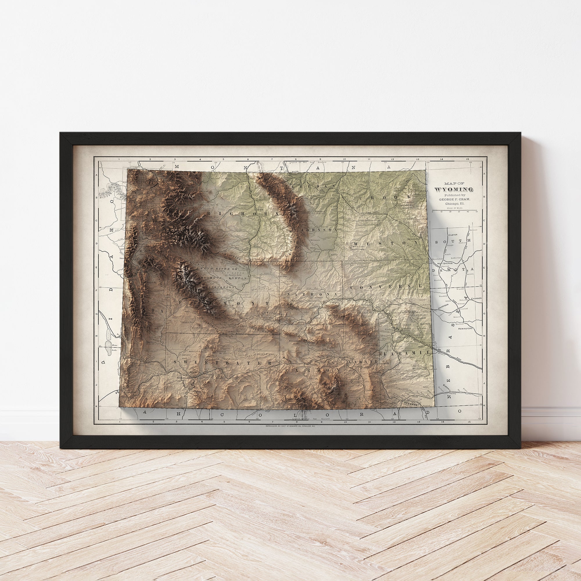 Wyoming - Vintage Shaded Relief Map (1901)
