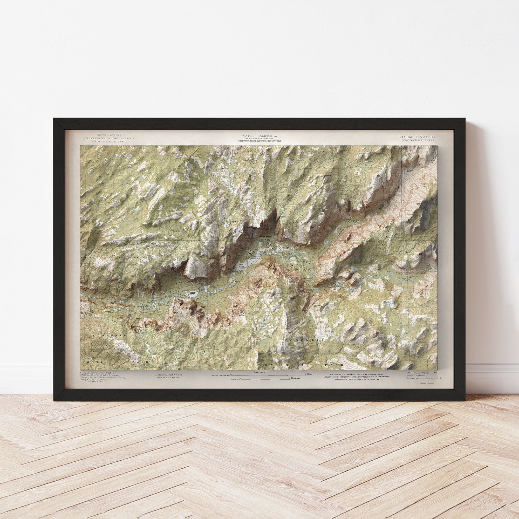 Yosemite Valley - Vintage Shaded Relief Map (1990)