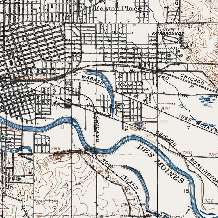 Des Moines, IA - 1905 Topographic Map