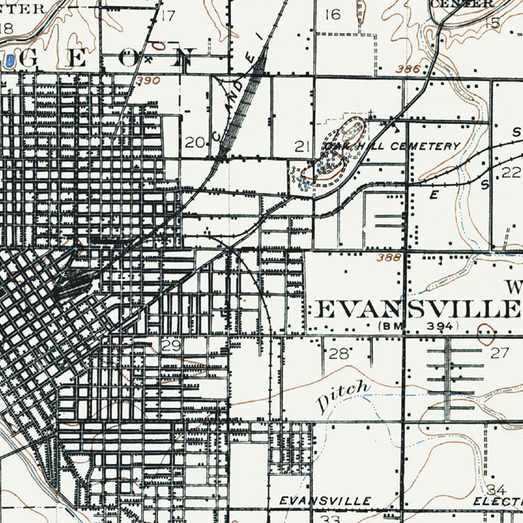 Evansville, IN - 1916 Topographic Map