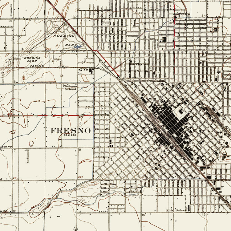 Fresno, CA - 1923 Topographic Map