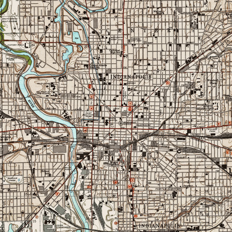 Indianapolis, IN - 1948 Topographic Map