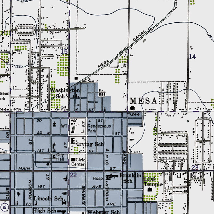 Mesa, AZ - 1952 Topographic Map