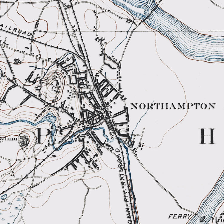 Northampton, MA - 1886 Topographic Map