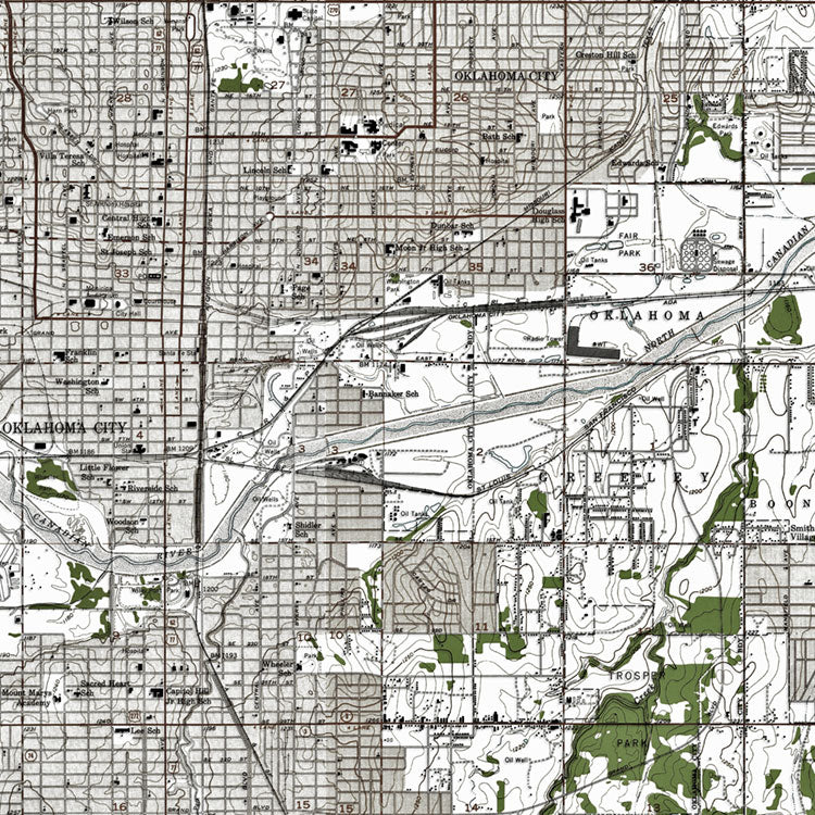 Oklahoma City, OK - 1956 Topographic Map