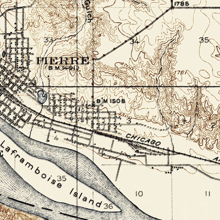 Pierre, SD - 1924 Topographic Map