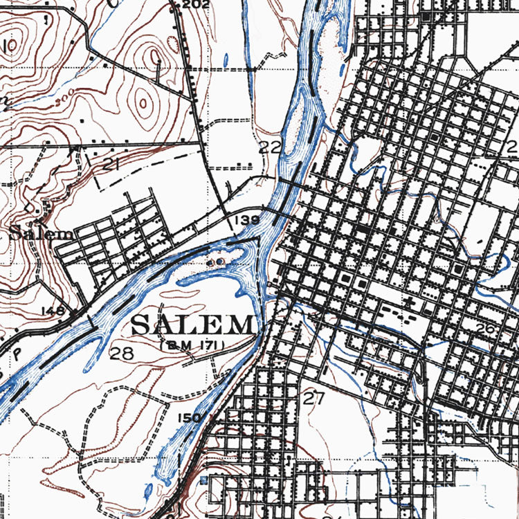 Salem, OR - 1917 Topographic Map