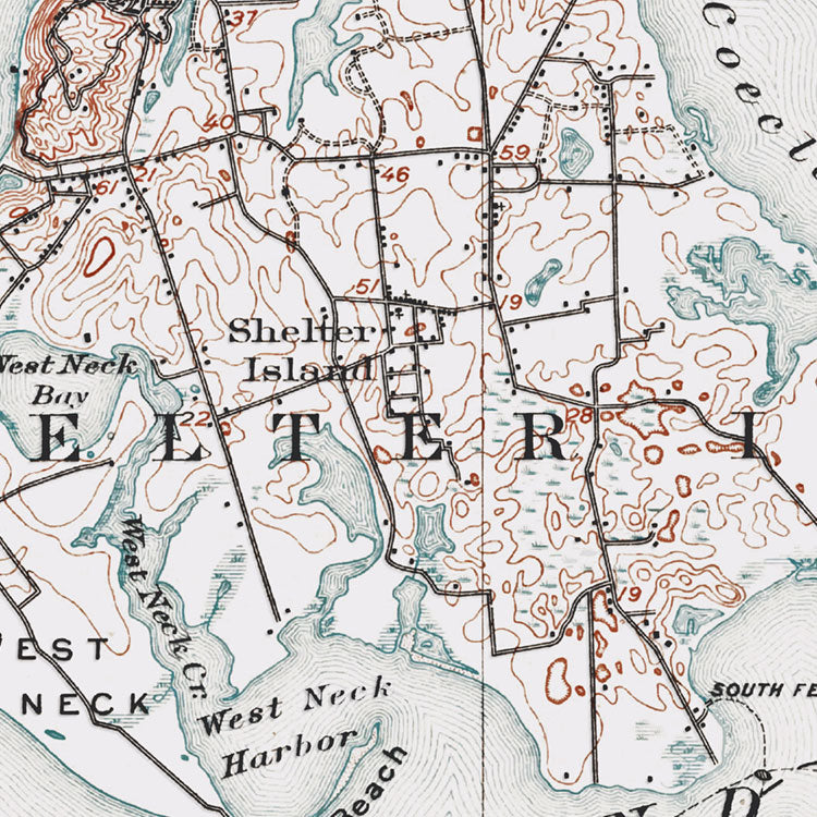 Shelter Island, NY - 1904 Topographic Map