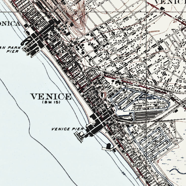 Venice Beach, CA - 1925 Topographic Map