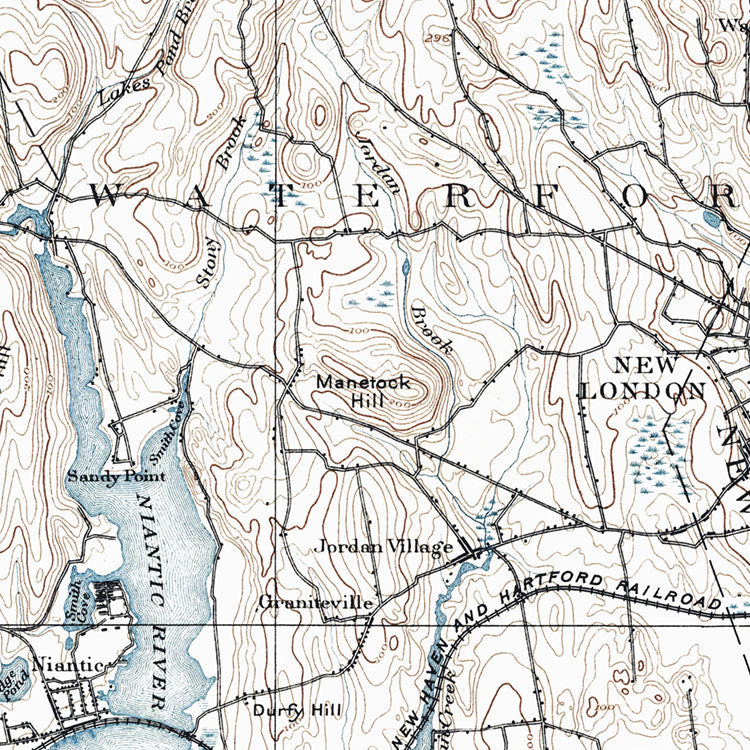 Waterford, CT - 1893 Topographic Map