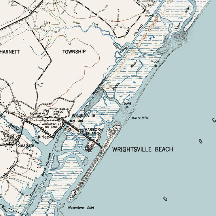 Wrightsville Beach, NC - 1942 Topographic Map